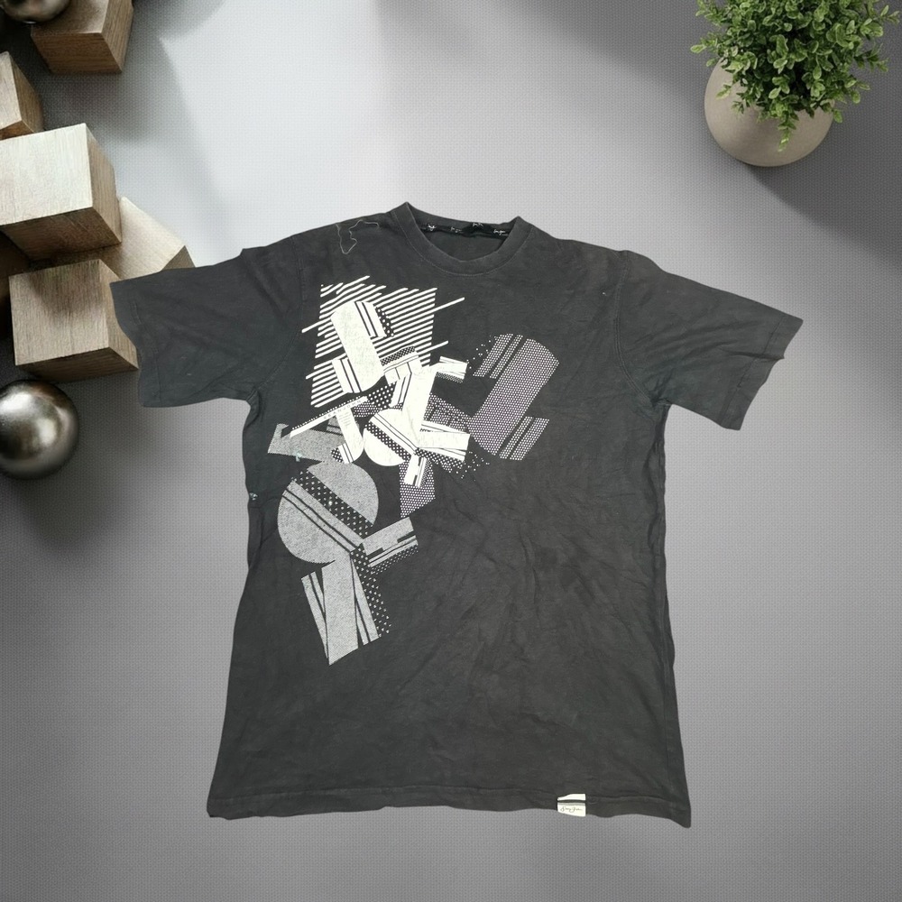Sean John Vintage Y2K Graphic T-Shirt Mens Black Abstract Streetwear Skater Tee